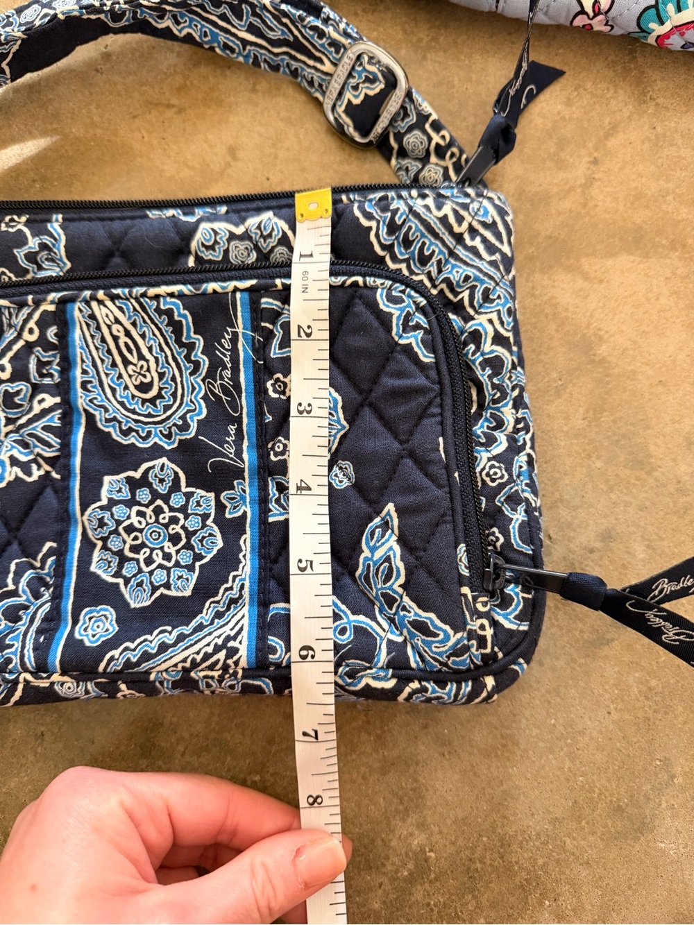 Vera Bradley RFID Little Hipster Navy Paisley Quilted Crossbody Bag - Picture 10 of 10